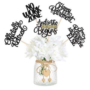 15 PCS Happy Retirement Centerpiece Sticks Officially Retired Table Flower Cente